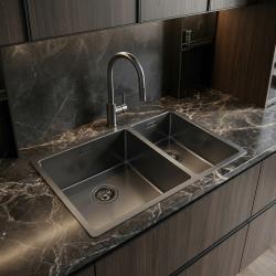 Pure.Sink Exclusivo Gun Metal 1,5 jedno a půl dřezu 34+18 cm 10mm rádius PEX341840-61